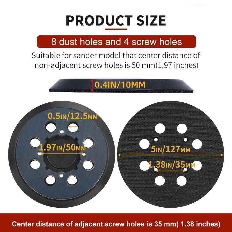 VanPet 52 Pcs Sander Pad & Discs Combo Kit for DeWalt | 2 Pack 5'' 8-Hole Hook & Loop Pads + 50 Sanding Discs | Compatible with DWE6421/DWE6423/DCW210B/DWE64233/N329079 (Plastic Combo Kit) - Image 5